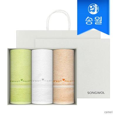 송월타월 스윗하트 하니 3매 선물세트 쇼핑백 답례품