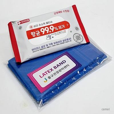 3종선물세트 라텍스밴드 스트레칭밴드 소독티슈 물티슈