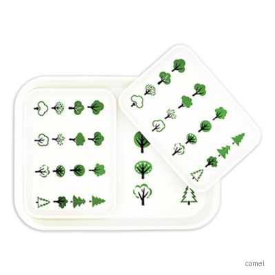 무광멜라민 사각쟁반 수목 3P