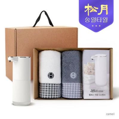 송월타올 디스펜서 기프트세트 08 호텔컬렉션 톤40 175g 2P 웰세스 360ml 1P