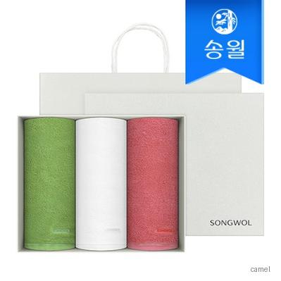 송월타올 컬러풀 170g 세면타올 3매 선물세트 쇼핑백