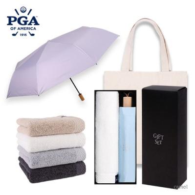 PGA 3단 수동 컬러풀 아이스크림 우산 호텔스페셜180타올세트