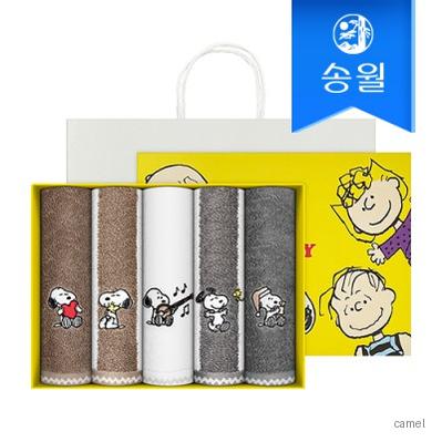 송월 스누피 멜로우 5매 선물세트 쇼핑백 기념수건 답례품