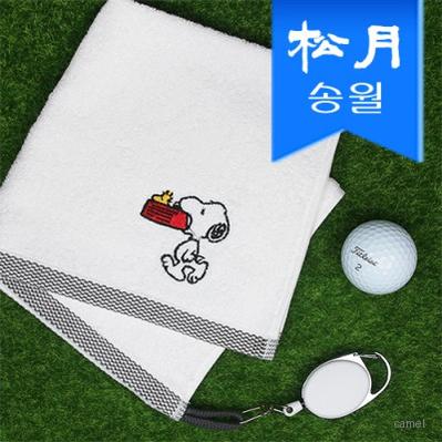 골프수건 릴 골프공 타올 스누피블럭블랙