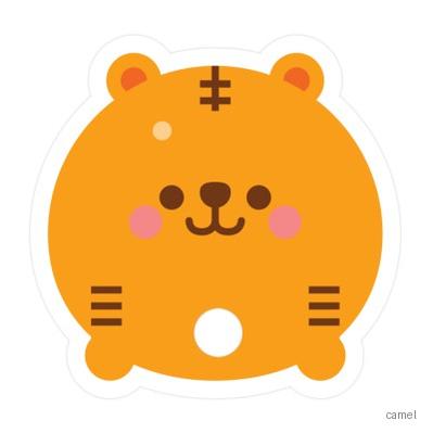 호랑이자유형 둥글이 부채