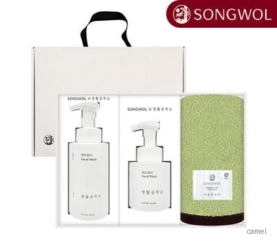 송월 에센셜뱀부 생활공작소세트 세면타월1p 핸드워시250m 500ml 2p