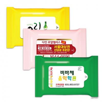 노랑색 유광 물향기 물티슈 5매
