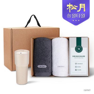 송월타올 리빙 기프트세트 22 40수 포인트 타올200g 2P 커피텀블러709ml 1P