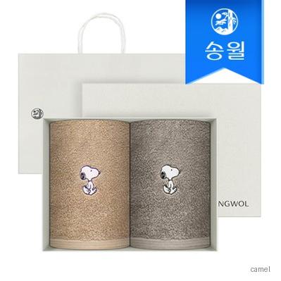 송월타월 스누피리버 2매 선물세트 오렌지상하 쇼핑백 답례품