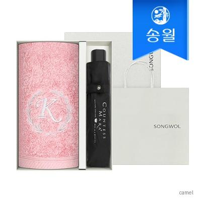 송월 타올우산 2매 선물세트 카이저 180g1 3단폰지1 쇼핑백