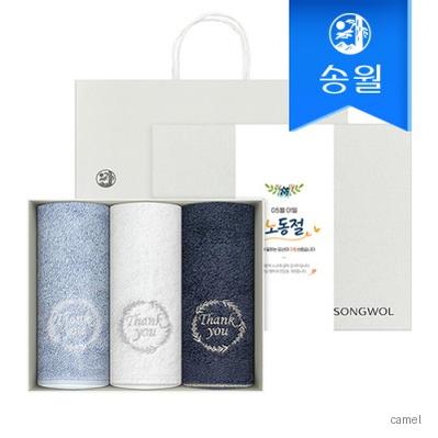 송월타올 노동절 근로자의 날 기념선물 땡큐190g 3매 선물세트 쇼핑백 기념수건 답례품