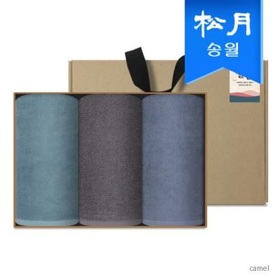 송월타올 명절 설날 새해 신년 크라프트세트 항균무지 3P 스티커 기념수건 답례품