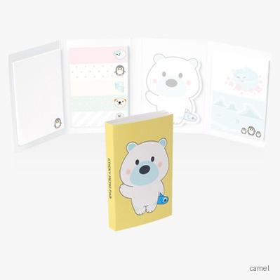 곰돌이 4단 접이 수첩형 점착메모지 HS 904