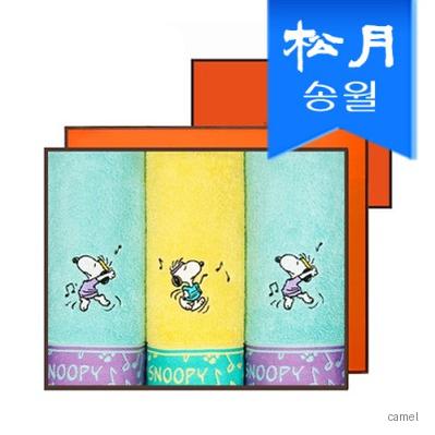 송월 스누피 뮤직 3매 선물세트 쇼핑백 기념수건 답례품