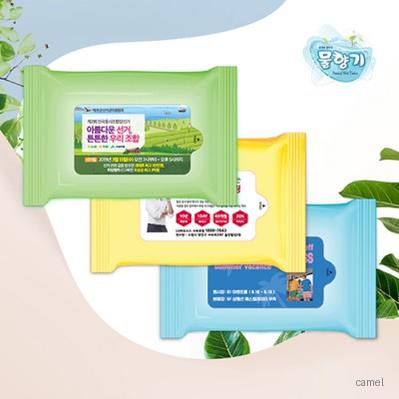 파스텔 3종 렌덤 유광 물향기 물티슈 20매