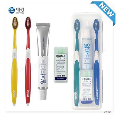 커플 애경2080클린미세모 2080화이트치약 산치간 칫솔치약세트