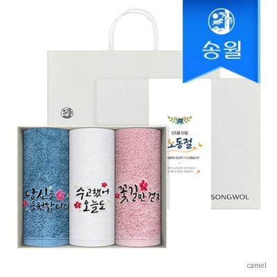 송월타올 노동절 기념선물 럭키 3매 선물세트 쇼핑백 기념수건 답례품