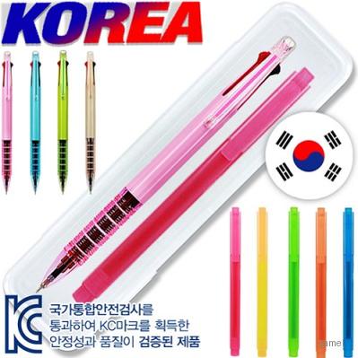 코리아더블클립니들3색 스타사각형광펜세트