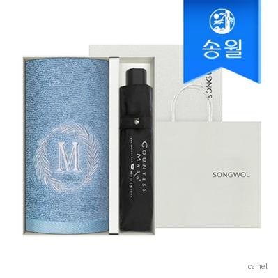 송월 타올우산 2매 선물세트 메이저 130g1 3단폰지1 쇼핑백