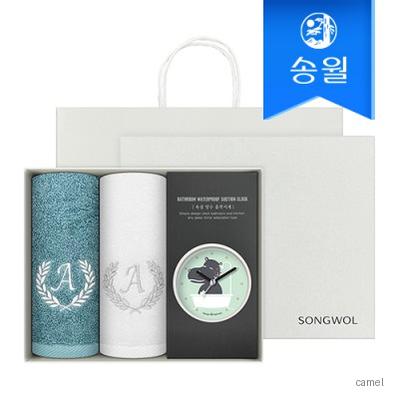 송월 타올시계선물세트 에이스150g 2p 욕실시계 1p 쇼핑백