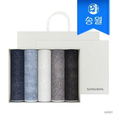 송월타월 솔리드혼방사무지 5매 선물세트 쇼핑백 답례품