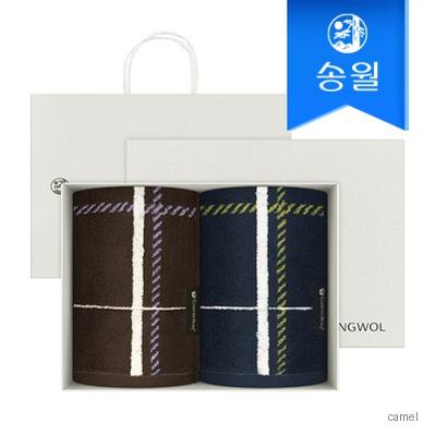 송월타월 카운테스마라 체크 2매 선물세트 CM상하 쇼핑백 답례품