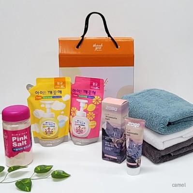 5종 아이깨끗해 핑크소금 치약 타올선물세트 송월타올 송월타월 핑크솔트