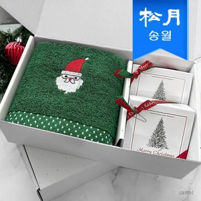 송월타월 해피 홀리데이 선물세트D 크리스마스 프렌즈 산타비누2
