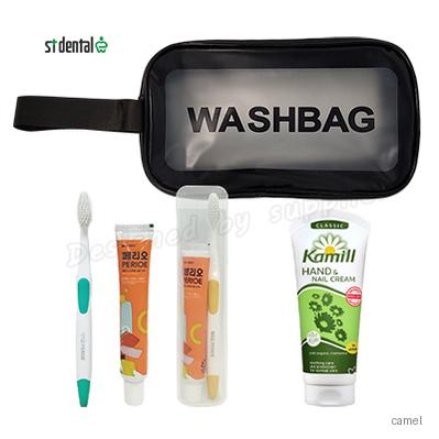 휴대용세면백 1호 LG칫솔 페리오치약 카밀핸드크림100ml 여행용세트 쇼핑백포함