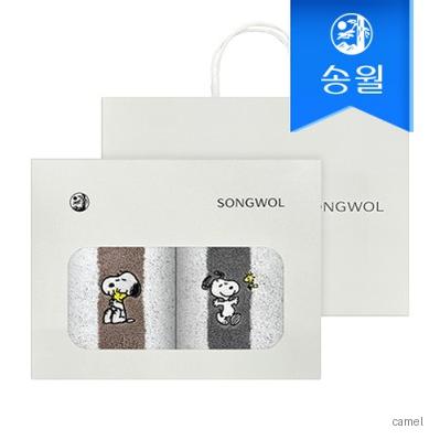 송월 스누피 멜로우 스트라이프 2매 선물세트 쇼핑백 기념수건 답례품