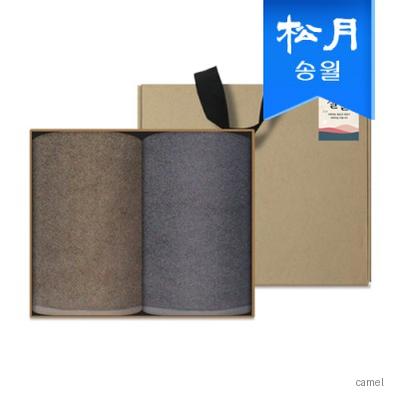 송월타올 명절 설날 새해 신년 크라프트세트 뉴컬러무지 2P 스티커 기념수건 답례품