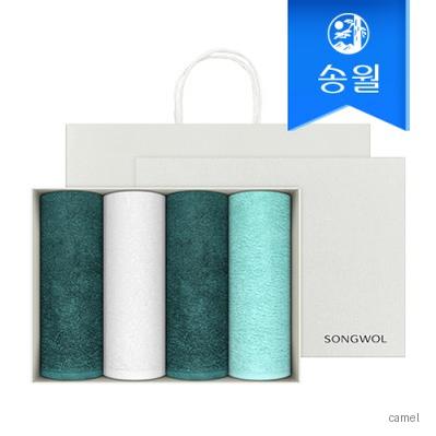 송월타월 엘리브 220g 40수 코마사 호텔수건 그린라인 4매세트 세트박스 쇼핑백