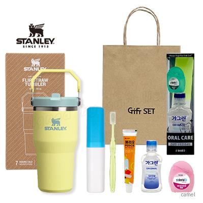 스탠리 플립스트로591ml 텀블러세트9호 오랄케어 뉴따봉 크리스탈캡칫솔치약 치실 가그린 쇼핑백포함