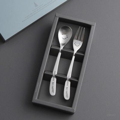 HAPPY 윙크 2P 돌 결혼 회갑 팔순 고희답례품 티스푼포크세트