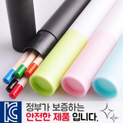 원목컬러미두연필5P 바닐라원통케이스