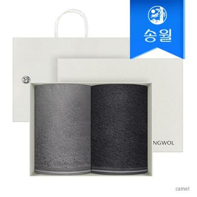송월타월 솔리드혼방사무지 2매 선물세트 크림상하 쇼핑백 답례품