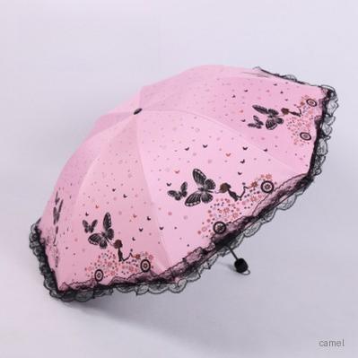 로페리아 버터플라이 블랙레이스 3단 접이식 양산 0219675