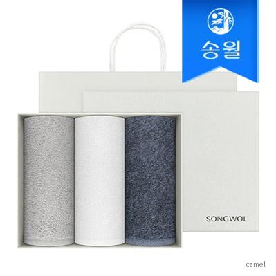 송월타월 엘리브 220g 40수 코마사 호텔수건 그레이라인 3매세트 세트박스 쇼핑백
