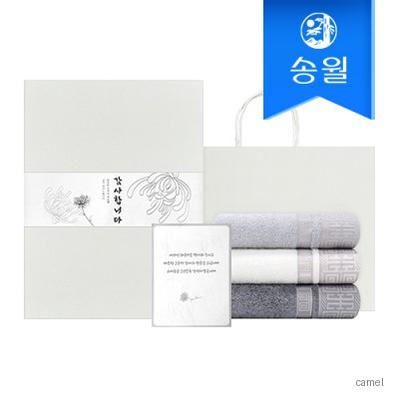 송월타올 뱀부얀 격자세면 2매세트 쇼핑백 띠지 감사장 조문 답례품