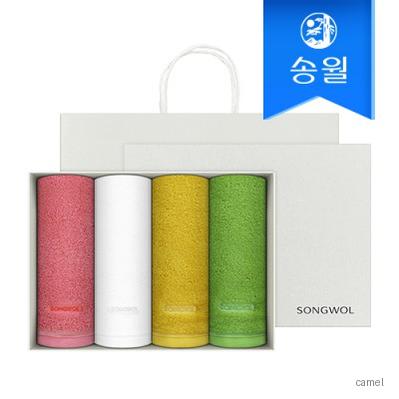 송월타올 컬러풀 170g 세면타올 4매 선물세트 쇼핑백