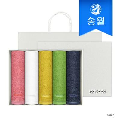 송월타올 컬러풀 170g 세면타올 5매 선물세트 쇼핑백