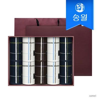 송월타월 카운테스마라 체크 10매 세면타올 선물세트 쇼핑백