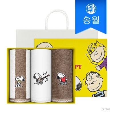 송월 스누피 멜로우 3매세트 스트라이프1 아이보리무지 심플무지1 쇼핑백 기념수건 답례품