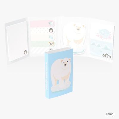 북극곰 4단 접이 수첩형 점착메모지 HS 904 03