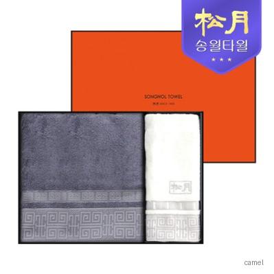 송월타올 격자 바스 세면 2P 선물세트