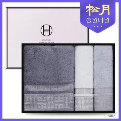 송월타올 격자 바스 세면 3P 선물세트