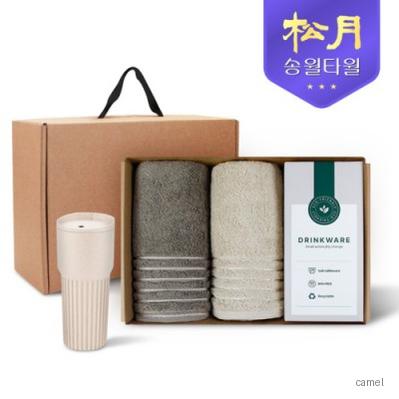 송월타올 리빙 기프트세트 호텔컬렉션 필라라인40 2P 커피텀블러709ml 1P