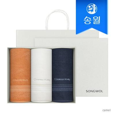송월타올 CM 스티치 헤링본 160g 3매 선물세트 쇼핑백 기념수건 답례품