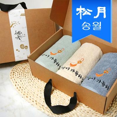 송월 명절기프트세트D 옥행운자수3p 크라프트 띠지