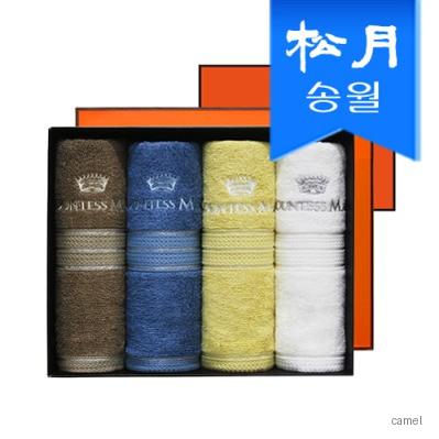 송월 CM뱀부블럭40 155g 뱀부얀 수건 4매 선물세트 오렌지쇼핑백